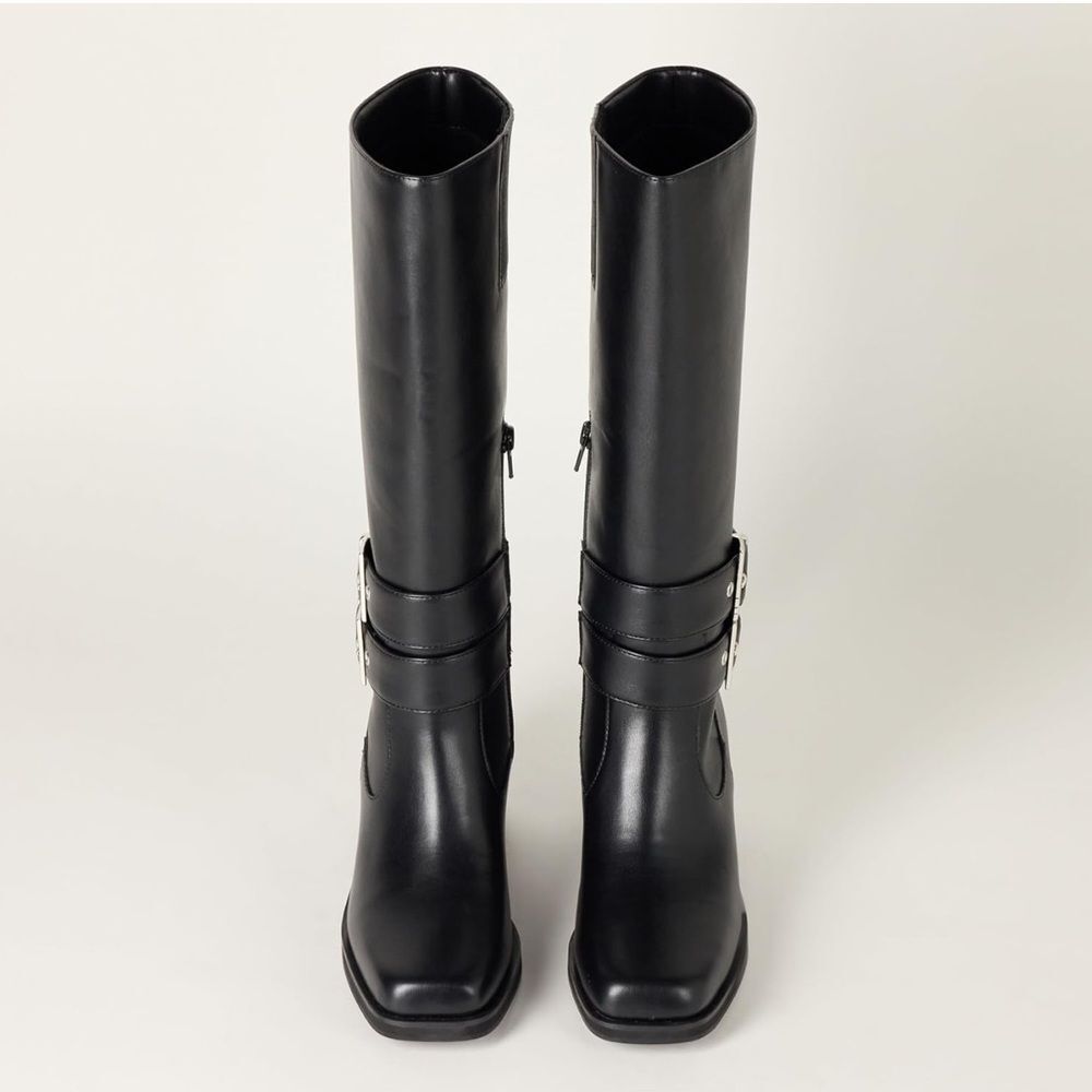 The Drop ‘Sage’ Tall black Biker/ Moto Boot with Buckles NEW w/ tags size 11 - Picture 4 of 10